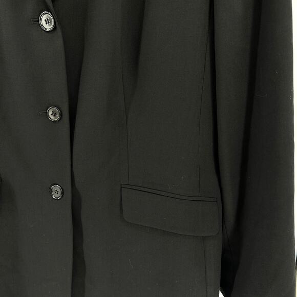 Vintage 90s Ann Taylor Black 100% Wool Minimalist Structured Blazer - Picture 4 of 8